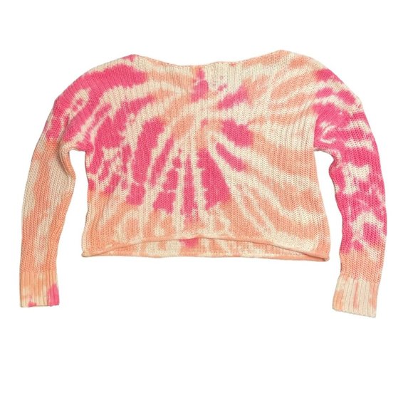 Victoria’s Secret PINK Cropped Knit Sweater Womens Size Small Light Dark Tie Dye - Picture 11 of 11